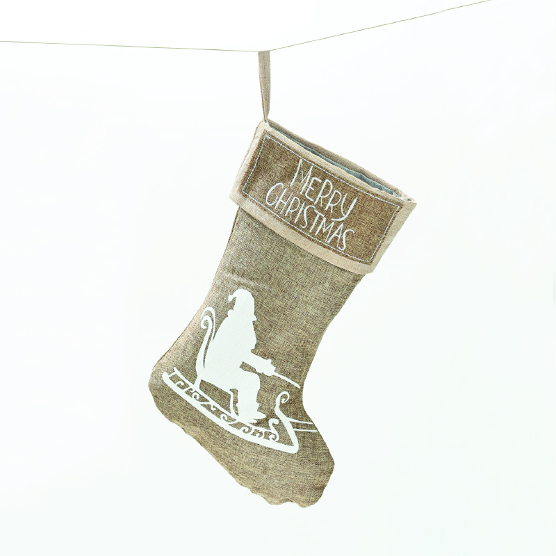 XMAS STOCKING DARK BEIGE DECORATIVE (SLEIGH) 26 47cm X071175