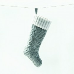 XMAS STOCKING VELVET GREY COLOR WHITE FUR DECORATIVE 20,5 44,5cm X071482