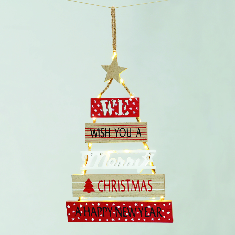 WOODEN SIGN XMAS TREE 20 WW LED BATT 2ΧAA(NOT INCL) IP20 4 39cm X07201190