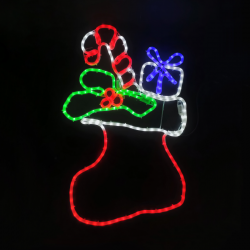SOCK WITH PRESENT 252 LED MOTIF 7m 2-WIRE ROPE LIGHT, MULTICOLOR STEADY IP65 53 78cm 1.5m LEAD WIRE X082523526 SOCK WITH PRESENT 252 LED MOTIF 7m 2-WIRE ROPE LIGHT, MULTICOLOR STEADY IP65 53 78cm 1.5m LEAD WIRE X082523526