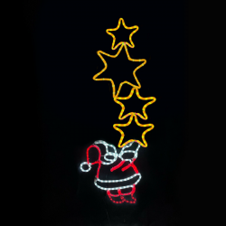 SANTA WITH STARS 336 LED MOTIF 9,35m 2-WIRE ROPE LIGHT, MULTICOLOR FLASH IP65 49 144cm 1.5m LEAD WIRE X083363225 SANTA WITH STARS 336 LED MOTIF 9,35m 2-WIRE ROPE LIGHT, MULTICOLOR FLASH IP65 49 144cm 1.5m LEAD WIRE X083363225