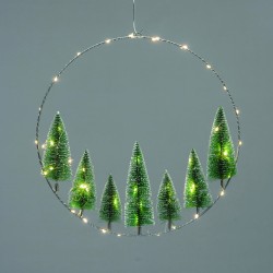 WREATH TREES 50 LED DECORATIVE HANGING WW BATT 3ΧΑΑ (NOT INCL) IP20  DIAM 40cm 30cm LEAD CABLE X09501113