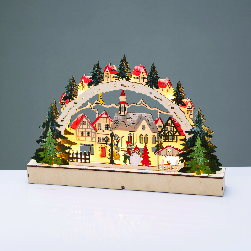 WOODEN XMAS VILLAGE 12 LED WW STEADY IP20 DECORATIVE BATT 2XAAA 38x5x21.5cm X15121107 WOODEN XMAS VILLAGE 12 LED WW STEADY IP20 DECORATIVE BATT 2XAAA 38x5x21.5cm X15121107
