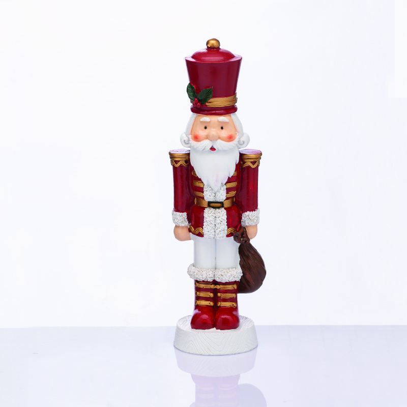 NUTCRACKER RESIN SOLDIER WITH MISTLETOE  RED 35cm X1535208