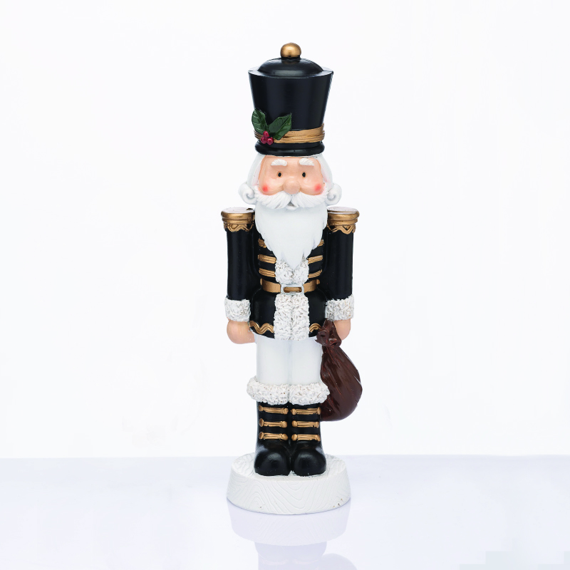 NUTCRACKER RESIN SOLDIER WITH MISTLETOE BLACK 35cm X1535308