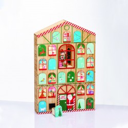 WOODEN HOUSE CALENDAR WITH DRAWERS DECORATIVE 39x8.5x60cm X156006