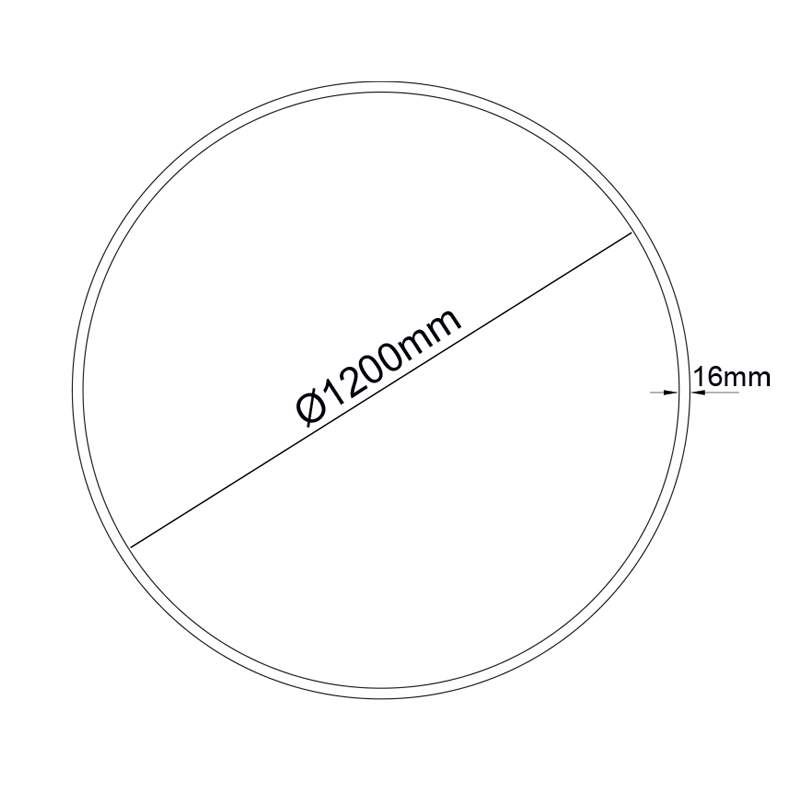 OLAN SAND BLACK CIRCULAR ALUMINUM PROFILE WITH PC OPAL DIFFUSER Φ1200MM P3912C