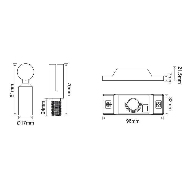 ROOFPATH SET OF 2PCS WHITE BASE HOLDER WITH 45° ADJUSTABLE ROD ROPAW