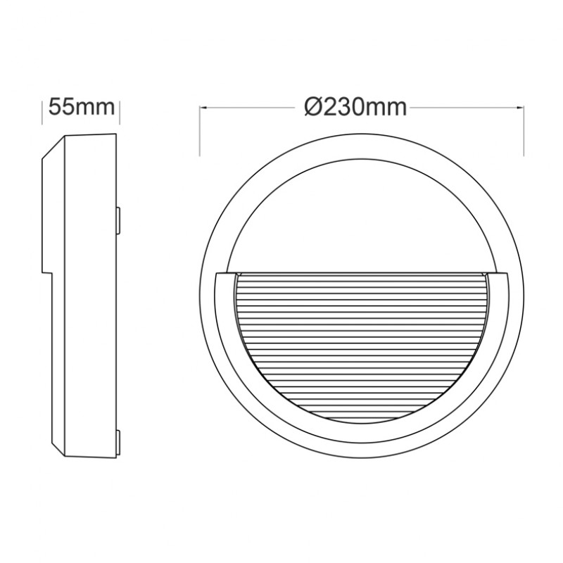 NETTO WALL GREY PC 230V IP65 8W 3.000K 430LM SLIM12
