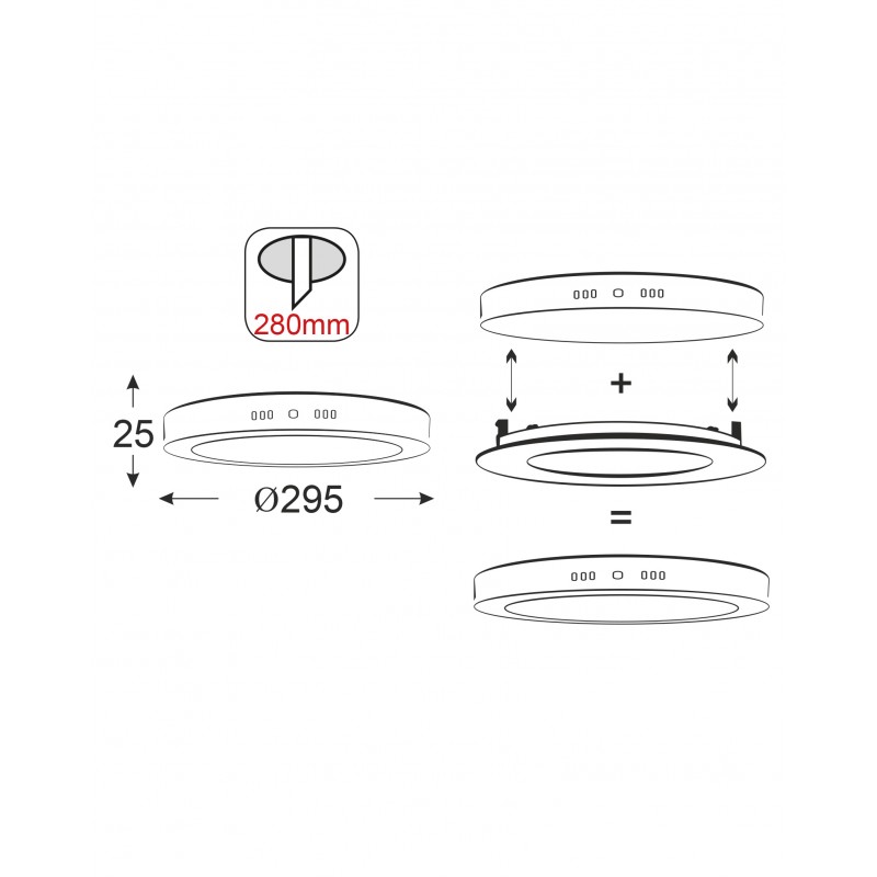 NETTO SILVER LED ROUND PC SLIM PANEL 26W 4000K 1880Lm230V Φ295Ra80 STHERON2640R NETTO SILVER LED ROUND PC SLIM PANEL 26W 4000K 1880Lm230V Φ295Ra80 STHERON2640R
