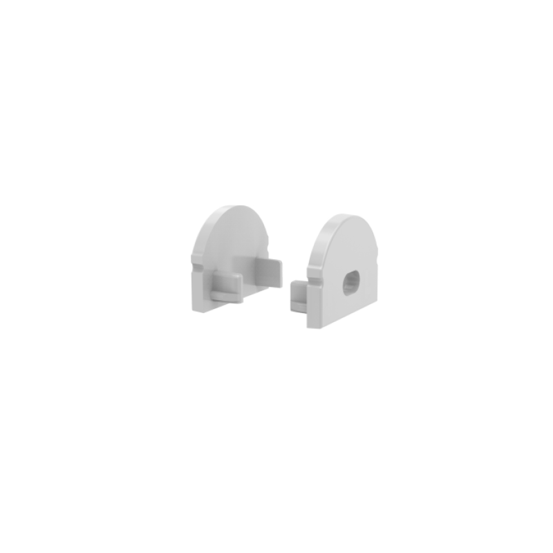 SET OF GREY PLASTIC END CAPS FOR P2LA, 1 WITHOUT HOLE   1 WITH HOLE EP2L