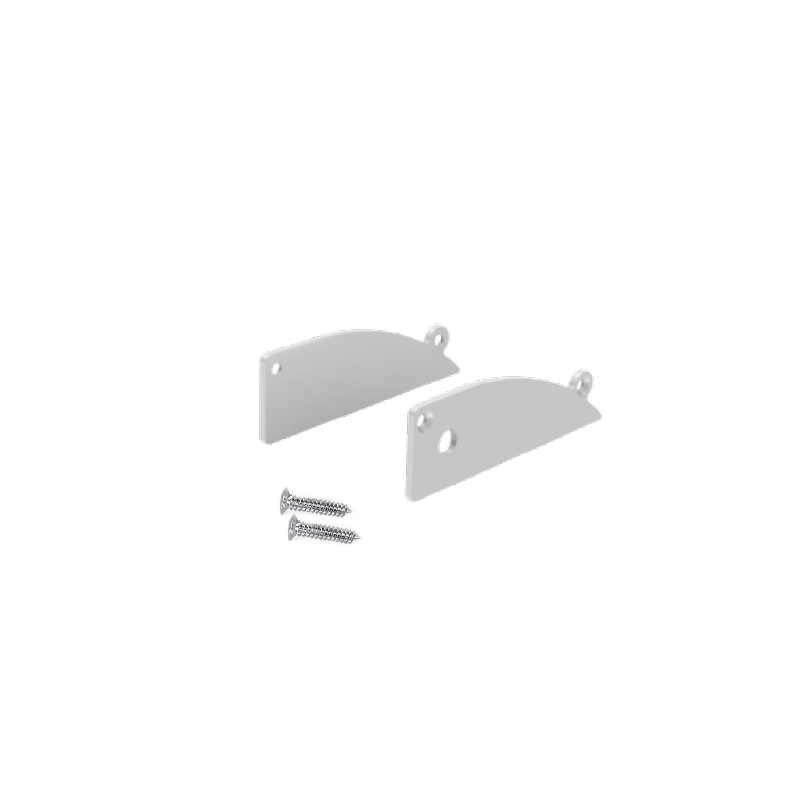 SET OF SILVER PLASTIC END CAPS FOR P173, 1 WITHOUT HOLE   1 WITH HOLE EP173