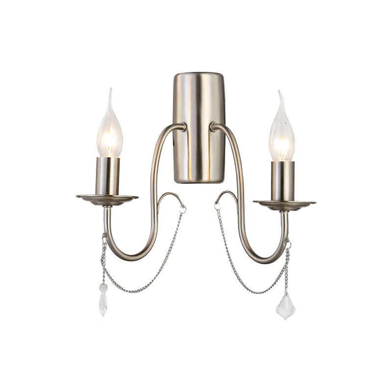 NETTO WALL MOUNTED 2XE14 METAL NICKEL+CRYSTAL+CHAIN 17,5X31,5X31,7CM DLA12652WSN NETTO WALL MOUNTED 2XE14 METAL NICKEL+CRYSTAL+CHAIN 17,5X31,5X31,7CM DLA12652WSN