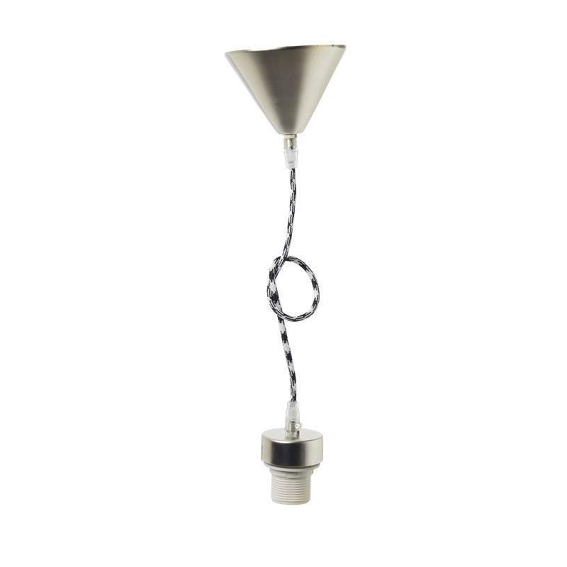 NETTO SUSPENSION NICKEL MAT METAL BASE BLACK-WHITE FABRIC CABLE Ε27 2800NBW NETTO SUSPENSION NICKEL MAT METAL BASE BLACK-WHITE FABRIC CABLE Ε27 2800NBW