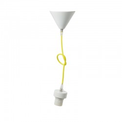 NETTO SUSPENSION WHITE METAL BASE YELLOW FABRIC CABLE Ε27 2800WY NETTO SUSPENSION WHITE METAL BASE YELLOW FABRIC CABLE Ε27 2800WY