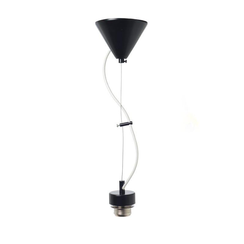 NETTO SUSPENSION WITH WIRE BLACK METAL BASE   WHITE FABRIC CABLE E27 2700BW