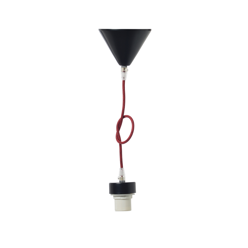 NETTO SUSPENSION BLACK METAL BASE   RED FABRIC CABLE Ε27 2800BR