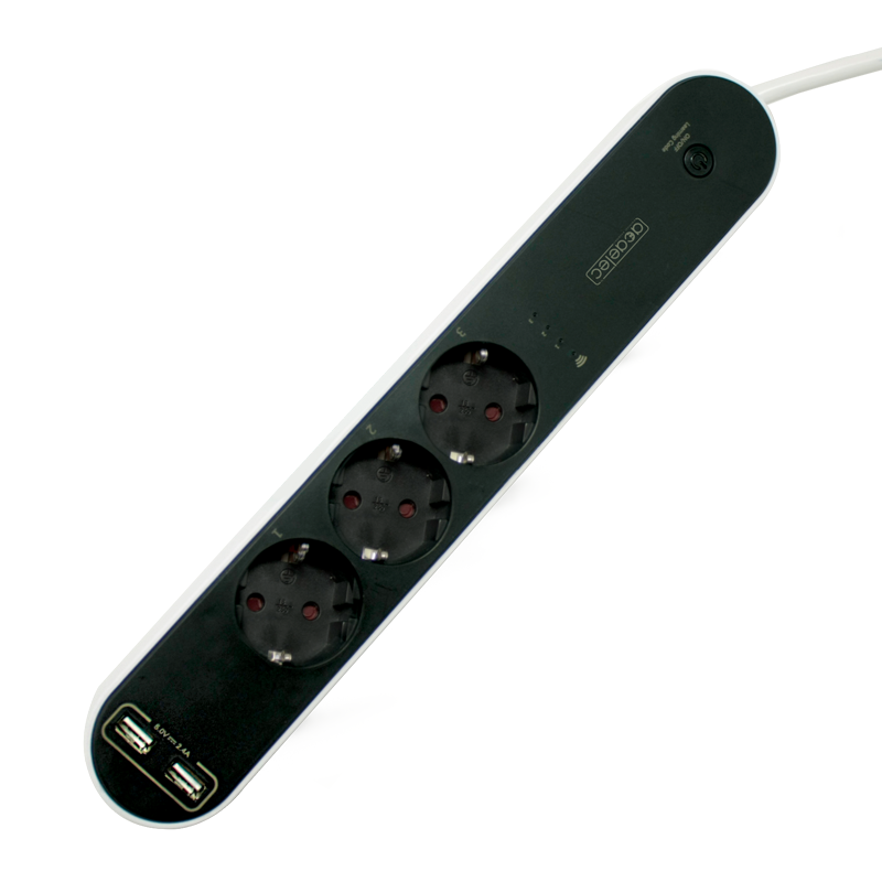 WI-FI POWER STRIP 3-SHUCKO SOCKETS 16A 250V 3680W MAX EACH   2 USB PORTS 2,4A 5V EACH CM32SMART