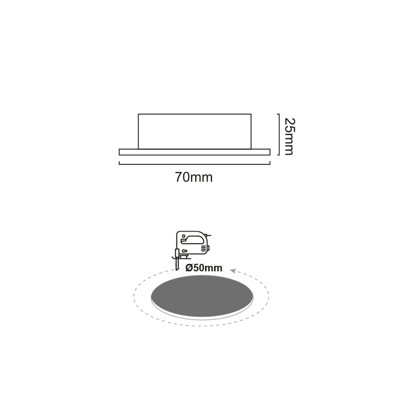 RECESSED NM ROUND LED SPOT 2W 3000K 140Lm 230V Φ50 120° Ra80 FURN230RNM RECESSED NM ROUND LED SPOT 2W 3000K 140Lm 230V Φ50 120° Ra80 FURN230RNM