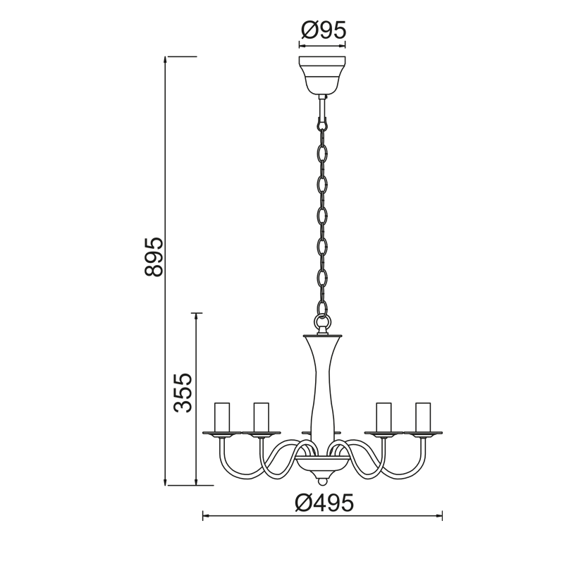 PENDANT 5XE14 METAL BLACK Φ49,5ΧΗ89,5CM KNOSSOS DLA12015PB PENDANT 5XE14 METAL BLACK Φ49,5ΧΗ89,5CM KNOSSOS DLA12015PB