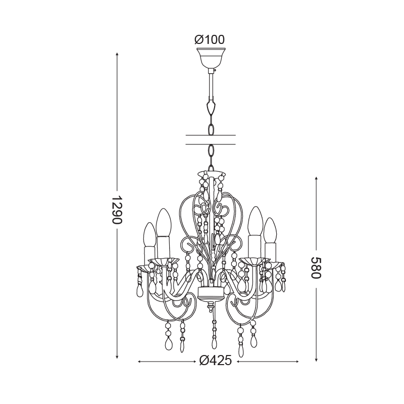 PENDANT LUMINAIRE 5ΧΕ14 METALLIC PATINΑ + ACRYLIC Φ44XH125CM DUMAS SF63185PWG PENDANT LUMINAIRE 5ΧΕ14 METALLIC PATINΑ + ACRYLIC Φ44XH125CM DUMAS SF63185PWG