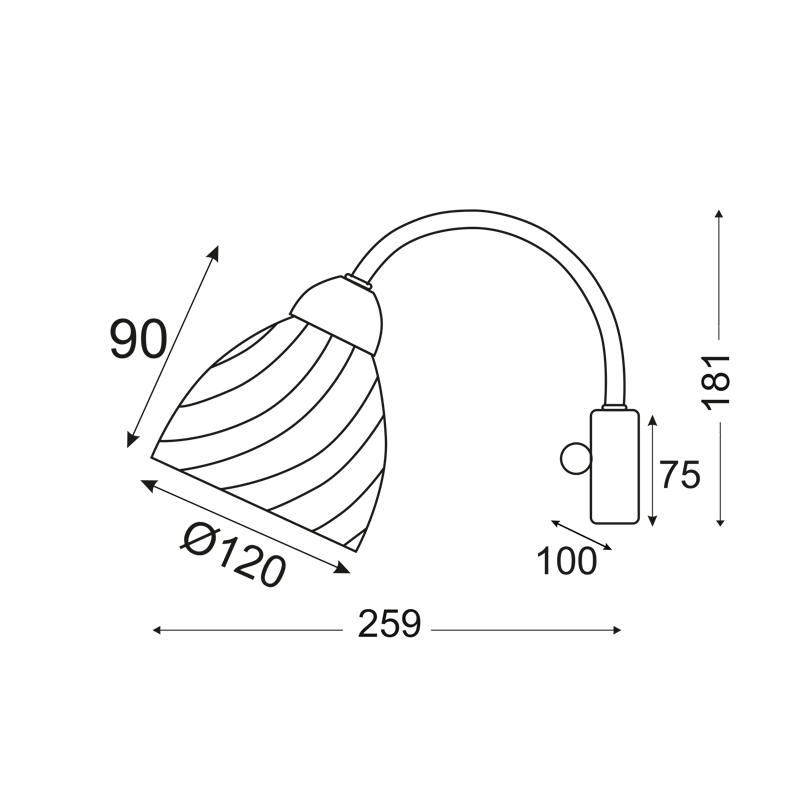 WALL MOUNTED BRONZE METAL 1XE14 BYRON DLX7391WBR WALL MOUNTED BRONZE METAL 1XE14 BYRON DLX7391WBR