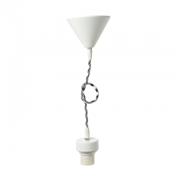 SUSPENSION WHITE BASE AND BLACK-WHITE FABRIC E27 2800WBW