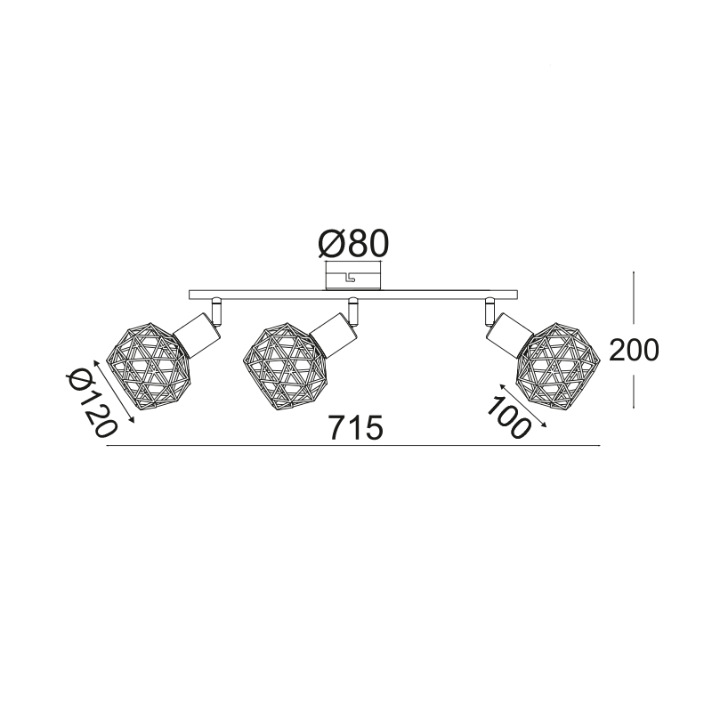 SPOT 3XE14 BLACK GRID ALADDIN MC15613B