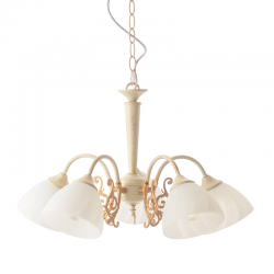 SUSPEND LIGHT 5XE14 PATINA- WHITE GLASS D61cm PERONE DL8165