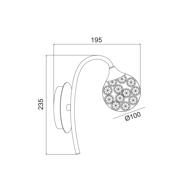 WALL LAMP 1XG9 BALL CRYSTAL SKYLAR AD2012001W WALL LAMP 1XG9 BALL CRYSTAL SKYLAR AD2012001W