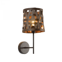 WALL MOUNTED LUMINAIRE 1XE27 METALLIC BROWN+ CANE COLOR MATT grey shade/GREY METAL 17Χ21ΧΗ35CM AGATHA ML307211WB WALL MOUNTED LUMINAIRE 1XE27 METALLIC BROWN+ CANE COLOR MATT grey shade/GREY METAL 17Χ21ΧΗ35CM AGATHA ML307211WB