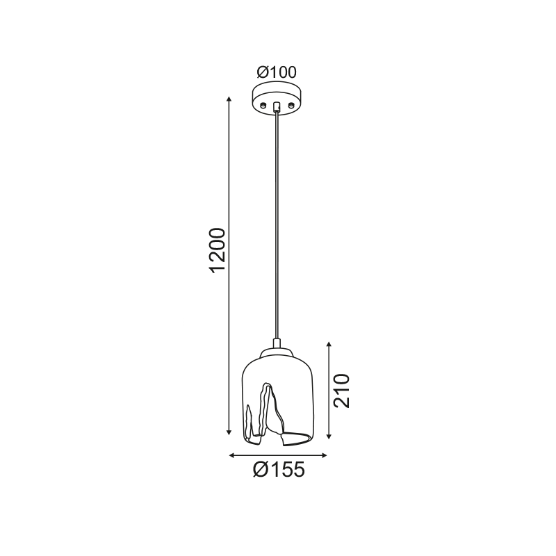 PENDANT 1XE27 CEMENT Φ15,5ΧΗ120CM POE V36250