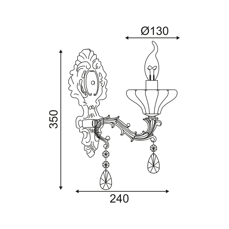 WALL MOUNTED 1ΧΕ14 METAL BRONZE+CRYSTAL 35Χ13Χ25CM SARTO TNK854531W