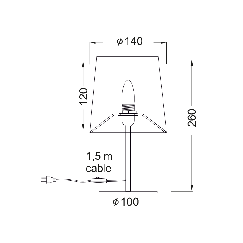 TABLE LAMP 1X40W E14 H28CM GREY CLOTH ARIOSO MT3000G