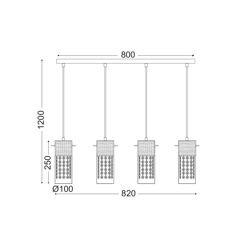 PENDANT 4ΧΕ14 CLEAR GLASS MIA DLA6834