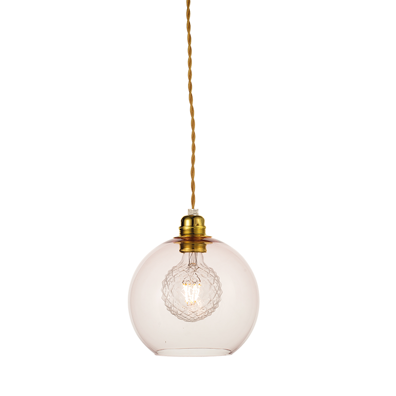 PENDANT 1XE27 CLEAR PINK GLASS+ GOLD METAL SUSPENSION Φ20ΧΗ120CM PYTHIA V3643320LP PENDANT 1XE27 CLEAR PINK GLASS+ GOLD METAL SUSPENSION Φ20ΧΗ120CM PYTHIA V3643320LP
