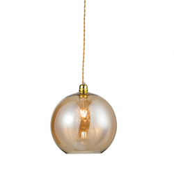 PENDANT 1XE27 CLEAR AMBER GLASS+ GOLD METAL SUSPENSION Φ30ΧΗ120CM PYTHIA V3643330AM PENDANT 1XE27 CLEAR AMBER GLASS+ GOLD METAL SUSPENSION Φ30ΧΗ120CM PYTHIA V3643330AM