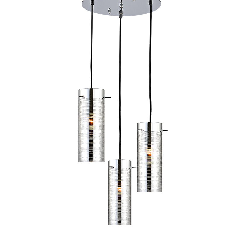 PENDANT 3XE27 ROSET CHROME 3D GLASS+METAL Φ36ΧΗ140CM VERTIGO DLA12593CH