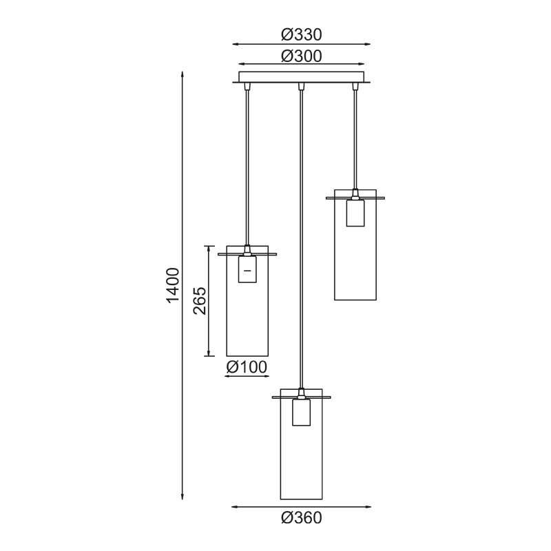 PENDANT 3XE27 ROSET CHROME 3D GLASS+METAL Φ36ΧΗ140CM VERTIGO DLA12593CH