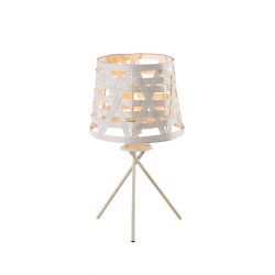 TABLE LUMINAIRE 1XE27 METALLIC WHITE+ CANE COLOR white shade /MAT WHITE METAL Φ17ΧΗ35CM AGATHA ML307211TW