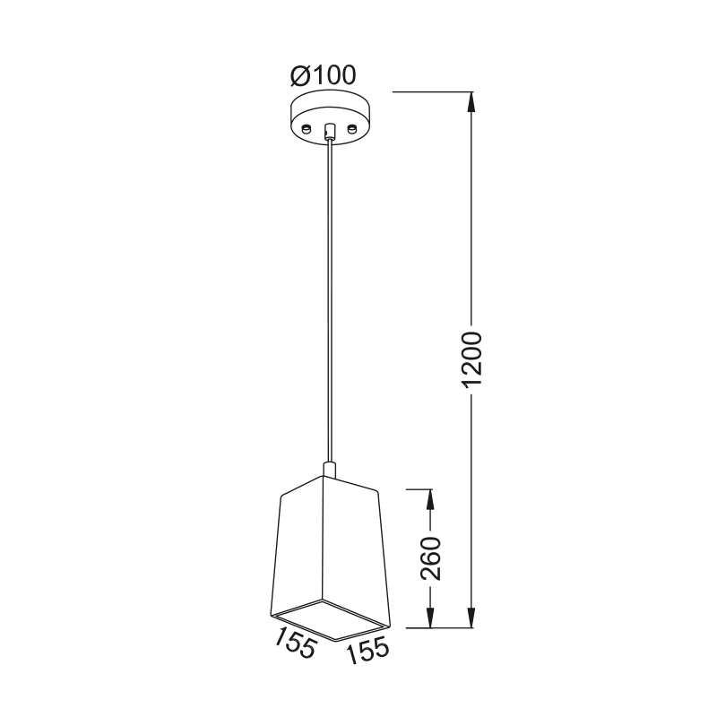 PENDANT 1XE27 CEMENT ASSYMETRIC 15,5Χ15,5ΧΗ120CM ELTON V35352