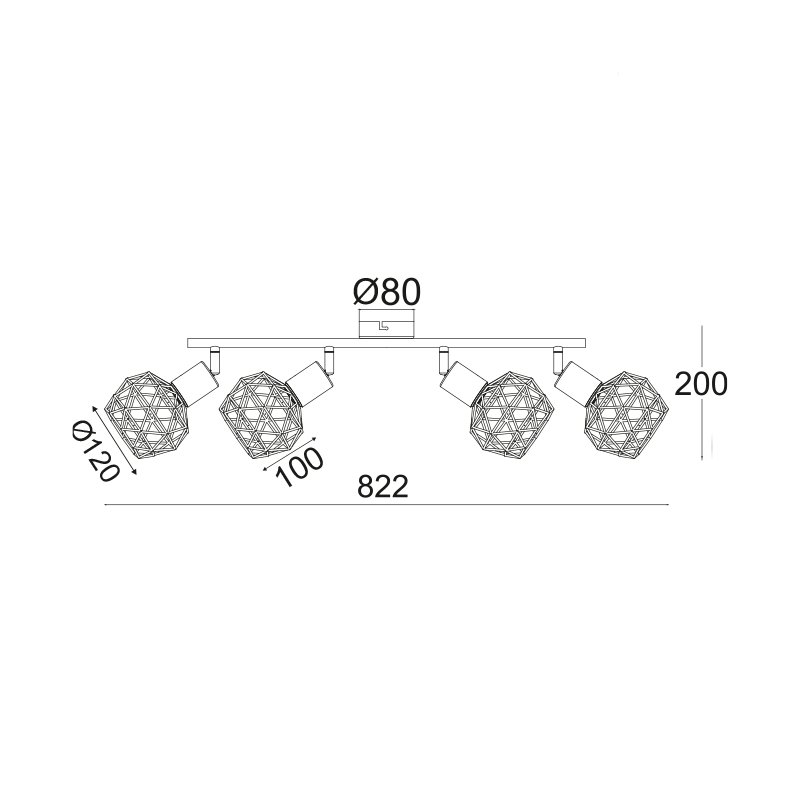 SPOT 4XE14 BLACK GRID ALADDIN MC15614B