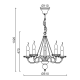 PENDANT 5XE14 METAL PATINΑ WHITE GOLD+CRYSTAL Φ51ΧΗ102CM GEISHA DL9365PWG