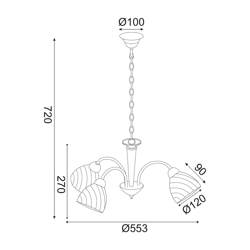 PENDANT BRONZE METALLIC 3XE14 BYRON DLX7393BR PENDANT BRONZE METALLIC 3XE14 BYRON DLX7393BR