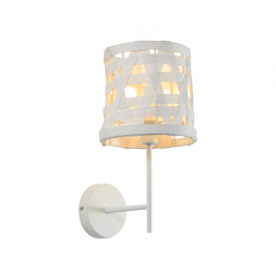 WALL MOUNTED LUMINAIRE 1XE27 METALLIC WHITE+ CANE COLOR white shade /MAT WHITE METAL 17Χ21ΧΗ35CM AGATHA ML307211WW WALL MOUNTED LUMINAIRE 1XE27 METALLIC WHITE+ CANE COLOR white shade /MAT WHITE METAL 17Χ21ΧΗ35CM AGATHA ML307211WW