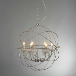 PENDANT 6ΧΕ14 METALLIC NIKEL MAT+CRYSTAL Φ60ΧΗ150CM CATANIA AD15006 PENDANT 6ΧΕ14 METALLIC NIKEL MAT+CRYSTAL Φ60ΧΗ150CM CATANIA AD15006