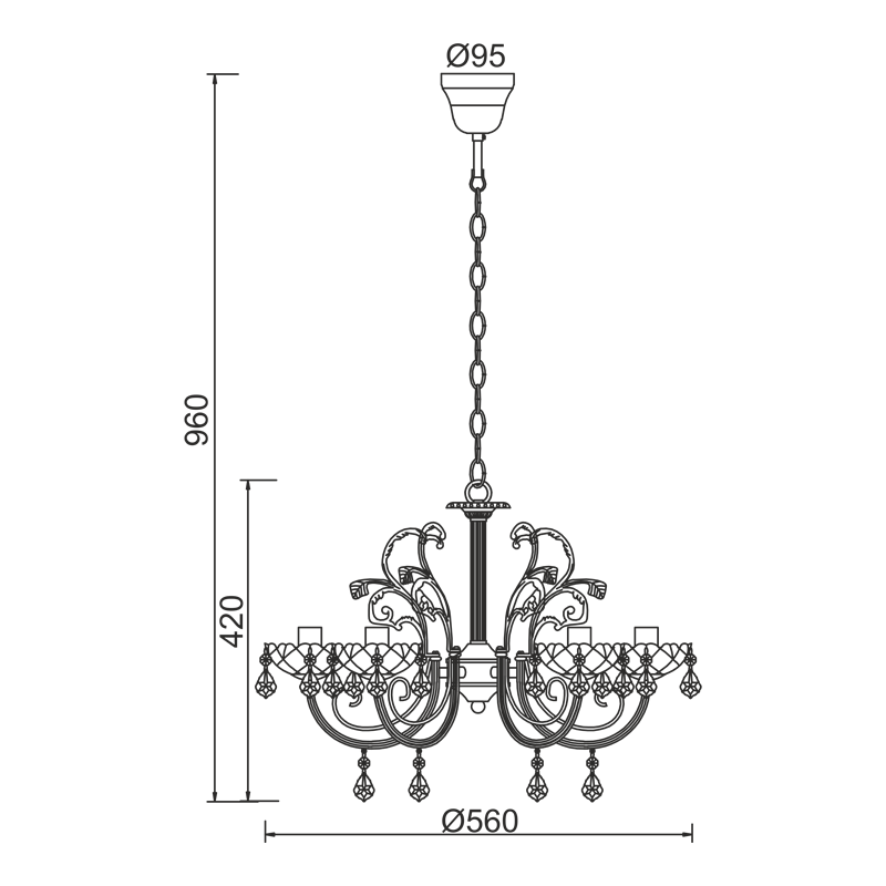 PENDANT 5XE14 METAL GOLD BRONZE+CRYSTAL Φ56ΧΗ96CM FABERGE DLA12155P PENDANT 5XE14 METAL GOLD BRONZE+CRYSTAL Φ56ΧΗ96CM FABERGE DLA12155P