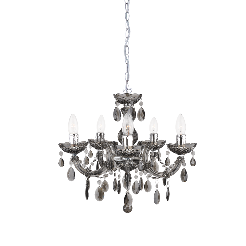 PENDANT 5XE14 ACRYLIC TINT + CHROME METAL Φ46ΧΗ122CM NEFERTITI SF3505PSM