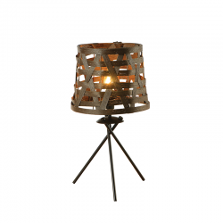 TABLE LUMINAIRE 1XE27 METALLIC BROWN+ CANE COLOR MATT grey shade/GREY METAL Φ17ΧΗ35CM AGATHA ML307211TB