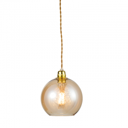 PENDANT 1XE27 CLEAR AMBER GLASS+ GOLD METAL SUSPENSION Φ20ΧΗ120CM PYTHIA V3643320AM PENDANT 1XE27 CLEAR AMBER GLASS+ GOLD METAL SUSPENSION Φ20ΧΗ120CM PYTHIA V3643320AM